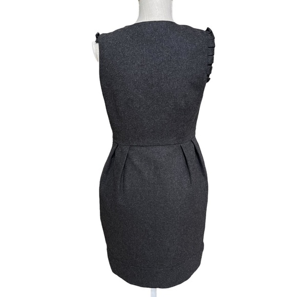 Twelve Couture Wool Pleated‎ Button Front Mini Dress in Charcoal Size: S - Picture 3 of 10
